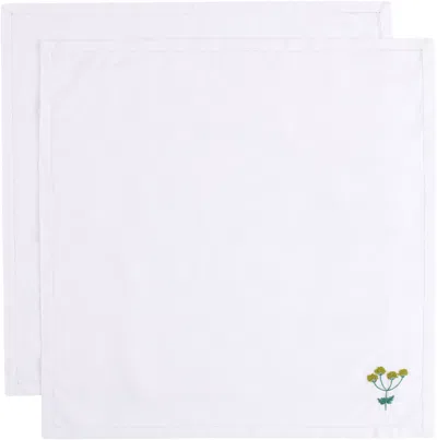 Gohar World Two-pack White 'á Jour & Flora' Embroidery Dinner Napkins