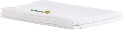 Gohar World Two-pack White 'á Jour & Flora' Embroidery Dinner Napkins