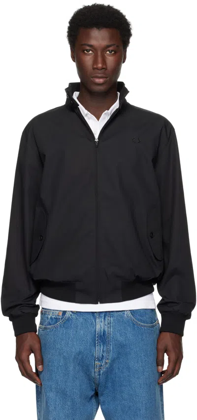 Fred Perry Black Harrington Jacket In Black