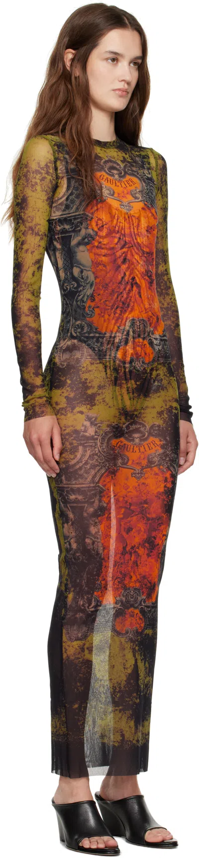 Jean Paul Gaultier Médallion Printed Mesh Maxi Dress