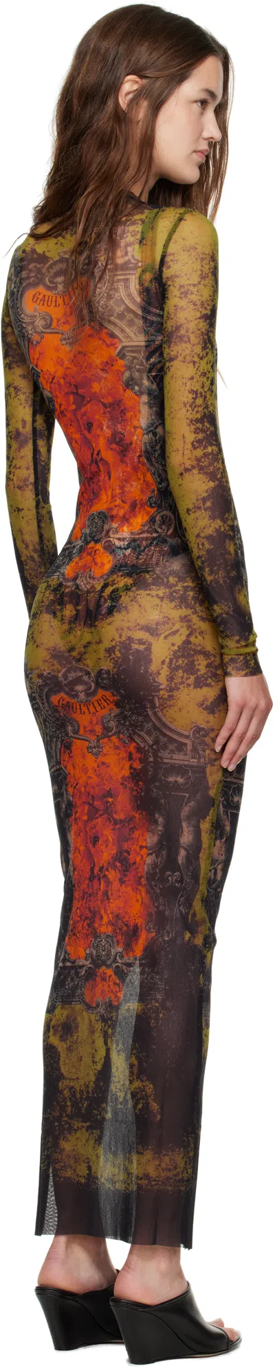 Jean Paul Gaultier Médallion Printed Mesh Maxi Dress
