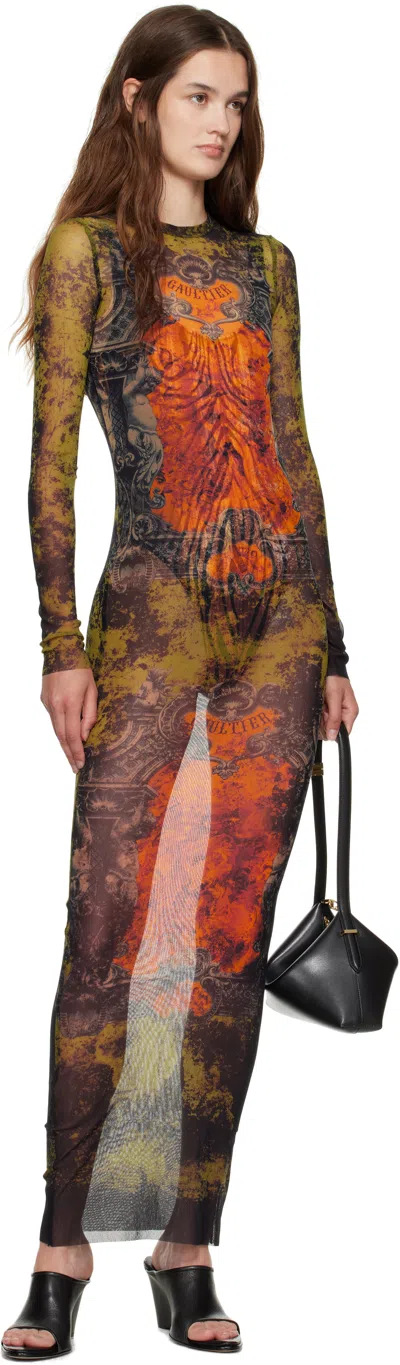 Jean Paul Gaultier Médallion Printed Mesh Maxi Dress