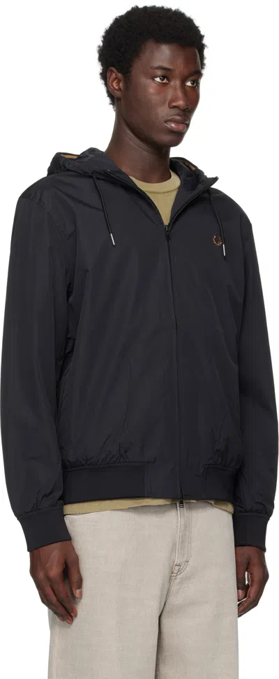Fred Perry The Hooded Brentham Jacket Black In Black
