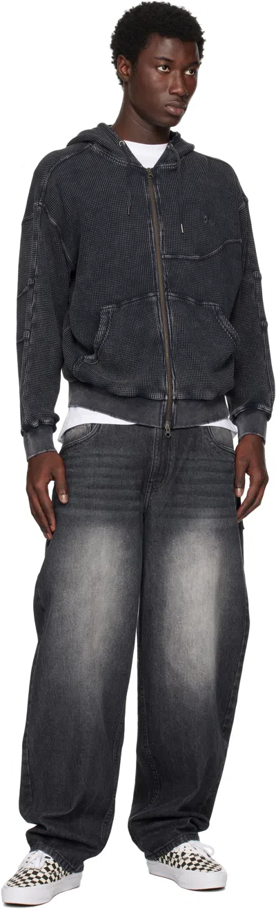 Dime Gray Premium Waffle Zip Hoodie In Gray