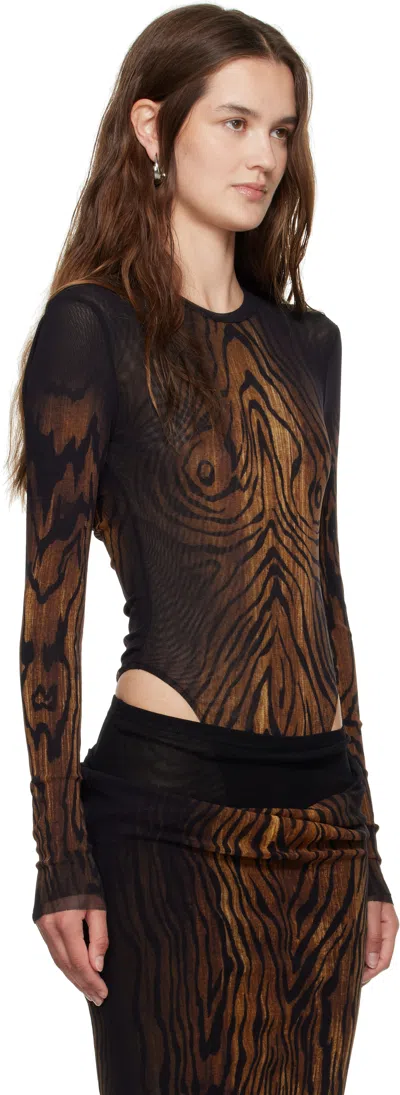 Jean Paul Gaultier Abstract Pattern Crew Neck Long Sleeve Bodysuit