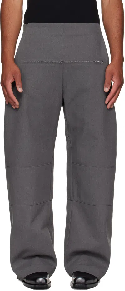 Jean Paul Gaultier Gray Zip Detail Trousers In Gray