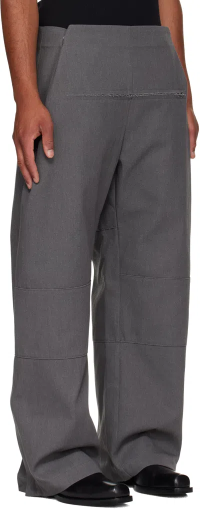 Jean Paul Gaultier Gray Zip Detail Trousers In Gray