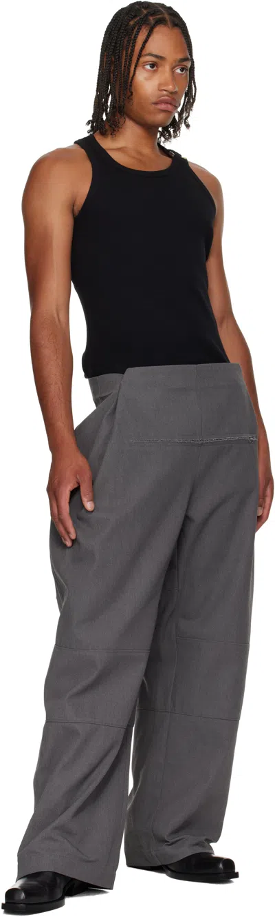 Jean Paul Gaultier Gray Zip Detail Trousers In Gray