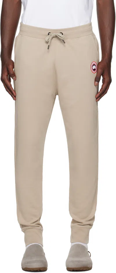 Canada Goose Cotton Track-pants With Ribbed Cuffs In Neutral