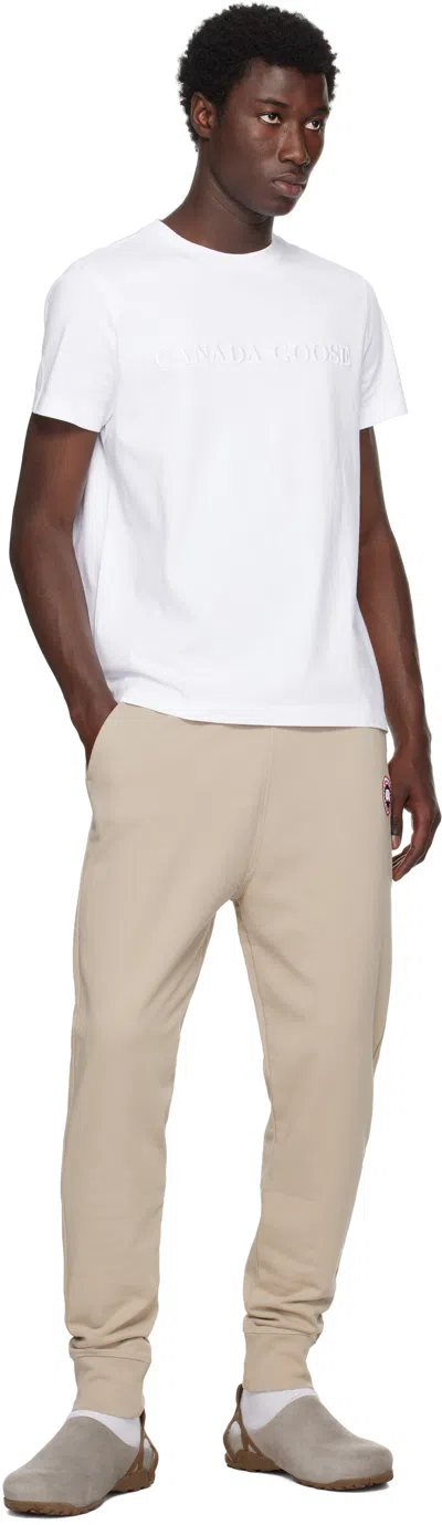 Canada Goose Cotton Track-pants With Ribbed Cuffs In Neutral