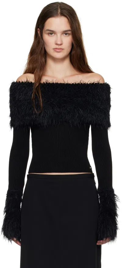 Jean Paul Gaultier Knitwear With Off-the-shoulder Design And Faux Fur Trim