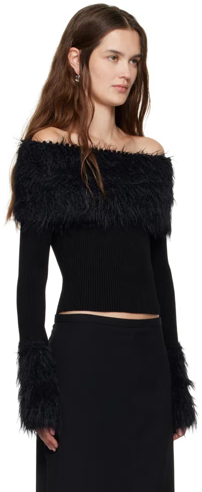 Jean Paul Gaultier Knitwear With Off-the-shoulder Design And Faux Fur Trim