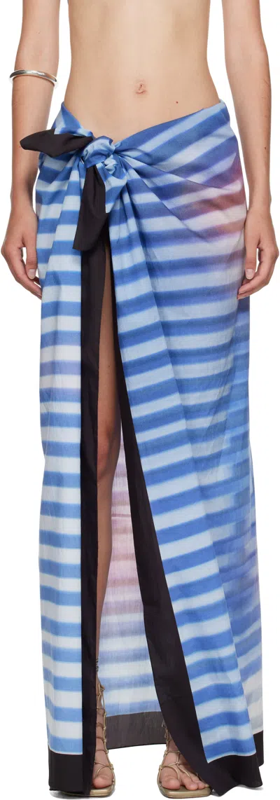Jean Paul Gaultier Blue Pareo Printed Air Cover-up Skirt