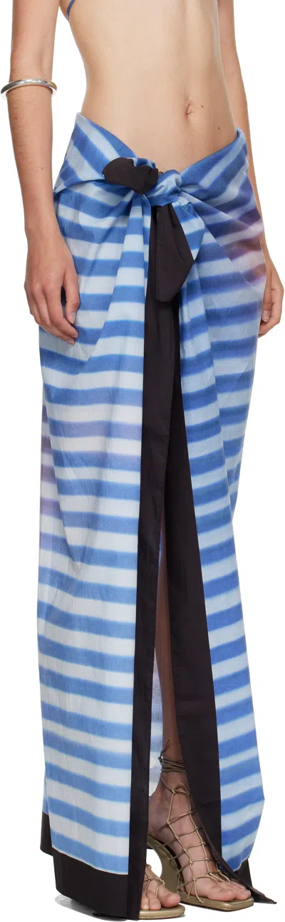 Jean Paul Gaultier Blue Pareo Printed Air Cover-up Skirt