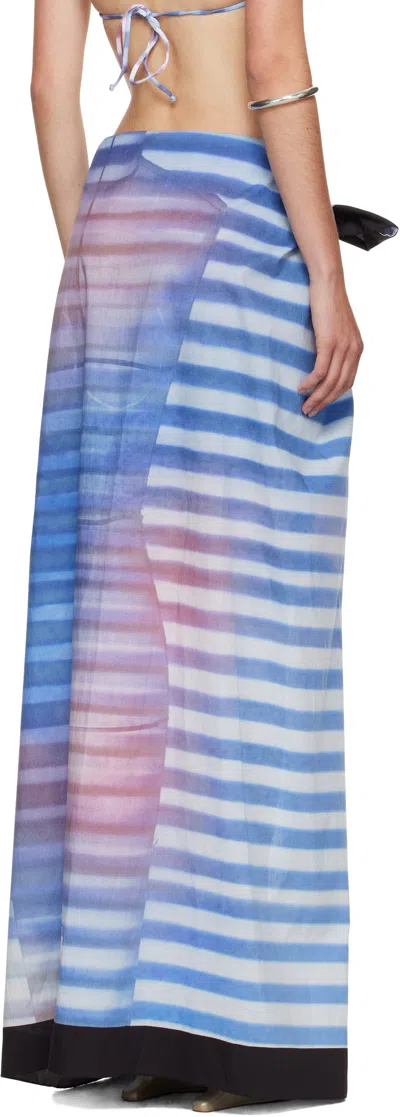 Jean Paul Gaultier Blue Pareo Printed Air Cover-up Skirt