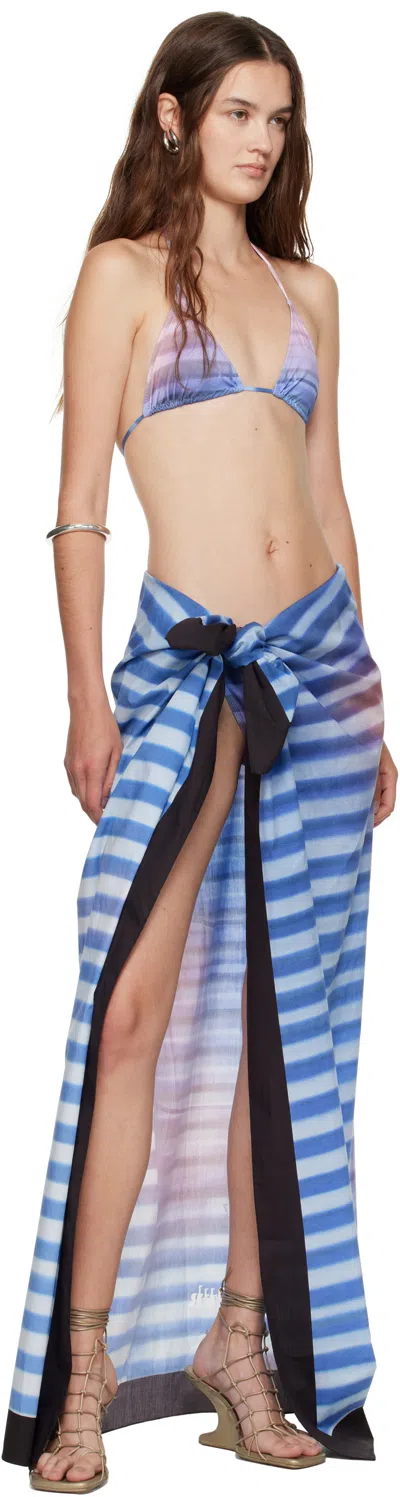 Jean Paul Gaultier Blue Pareo Printed Air Cover-up Skirt