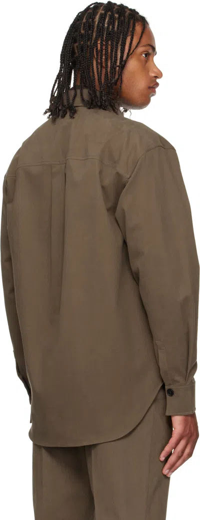 Ferragamo Patched Pocket Long-sleeved Shirt In Brown