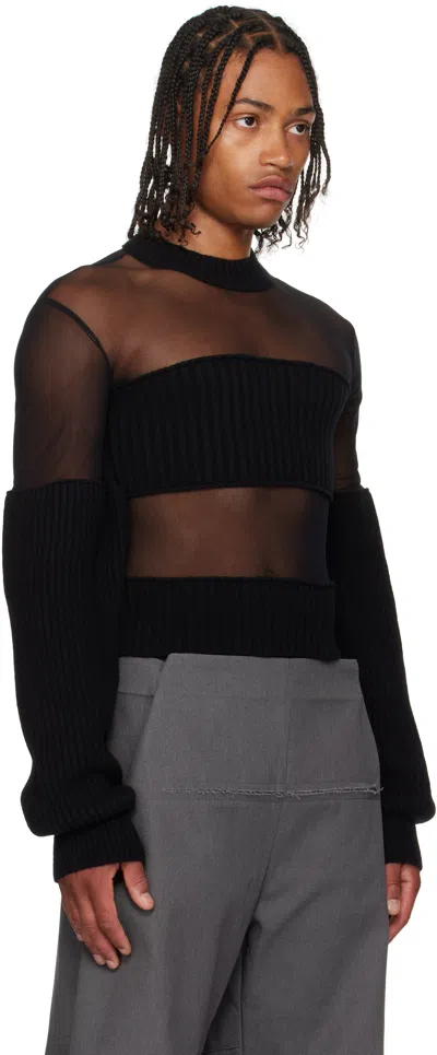 Jean Paul Gaultier Black Mesh Cut Out Details Top In Black