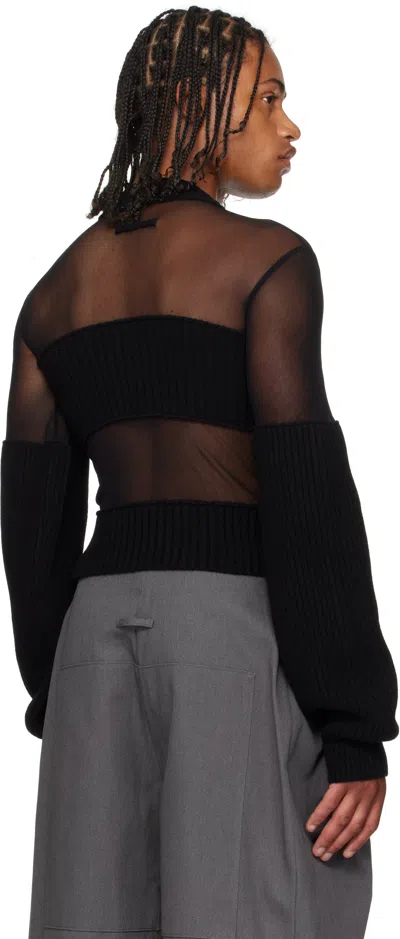 Jean Paul Gaultier Black Mesh Cut Out Details Top In Black