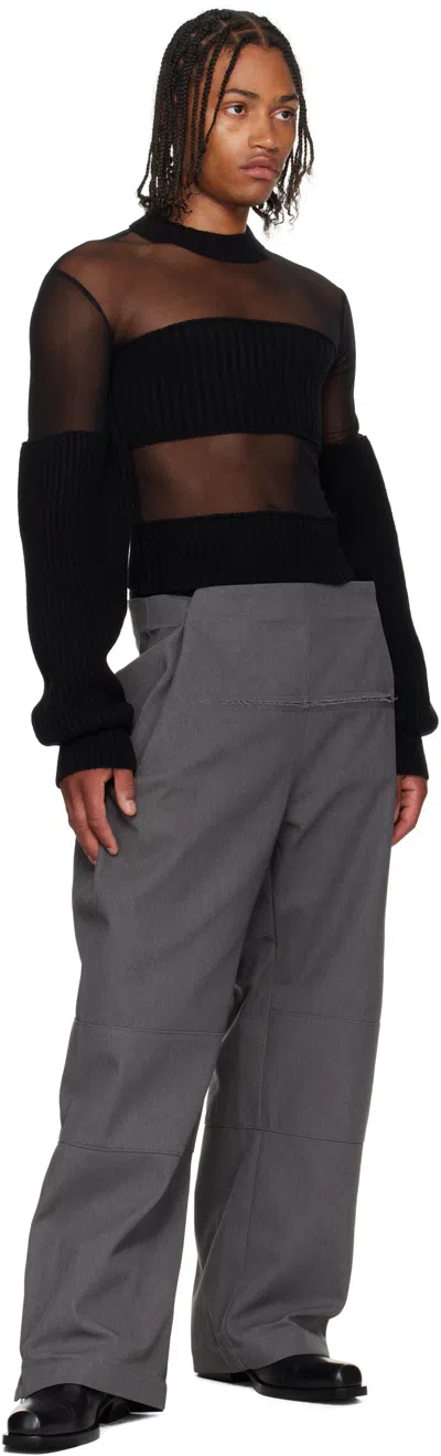 Jean Paul Gaultier Black Mesh Cut Out Details Top In Black
