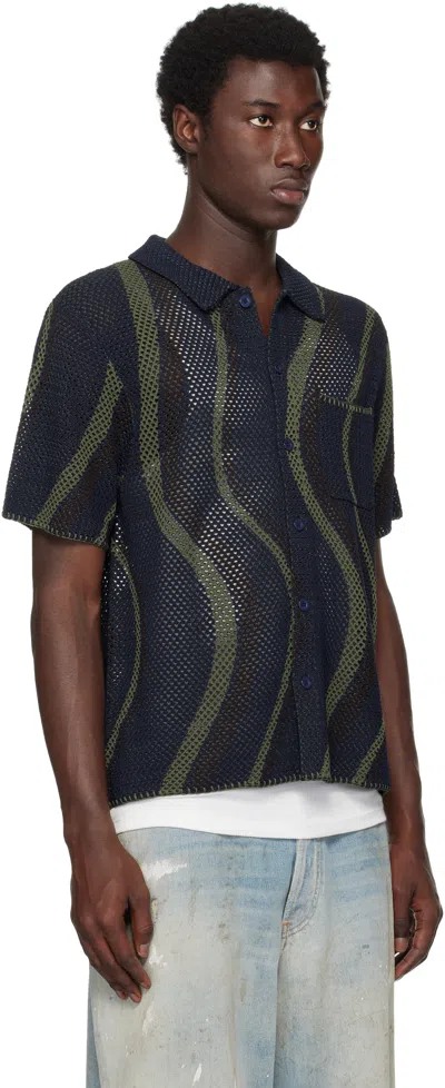 Dime Navy Soleil Button Up Knit Shirt In Black