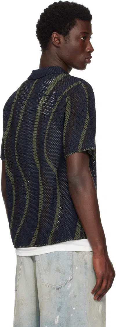 Dime Navy Soleil Button Up Knit Shirt In Black