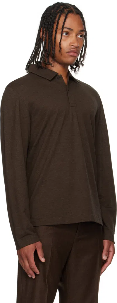 Ferragamo Knitwear Collared Sweater Long Sleeves In Brown