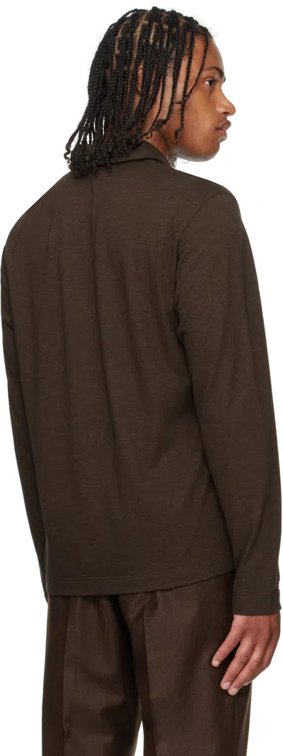 Ferragamo Knitwear Collared Sweater Long Sleeves In Brown