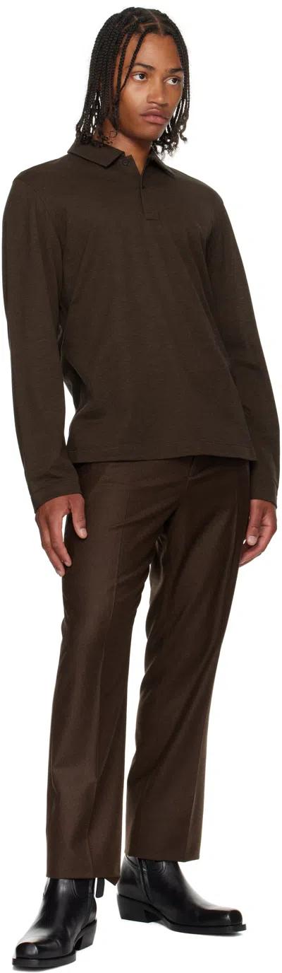 Ferragamo Knitwear Collared Sweater Long Sleeves In Brown