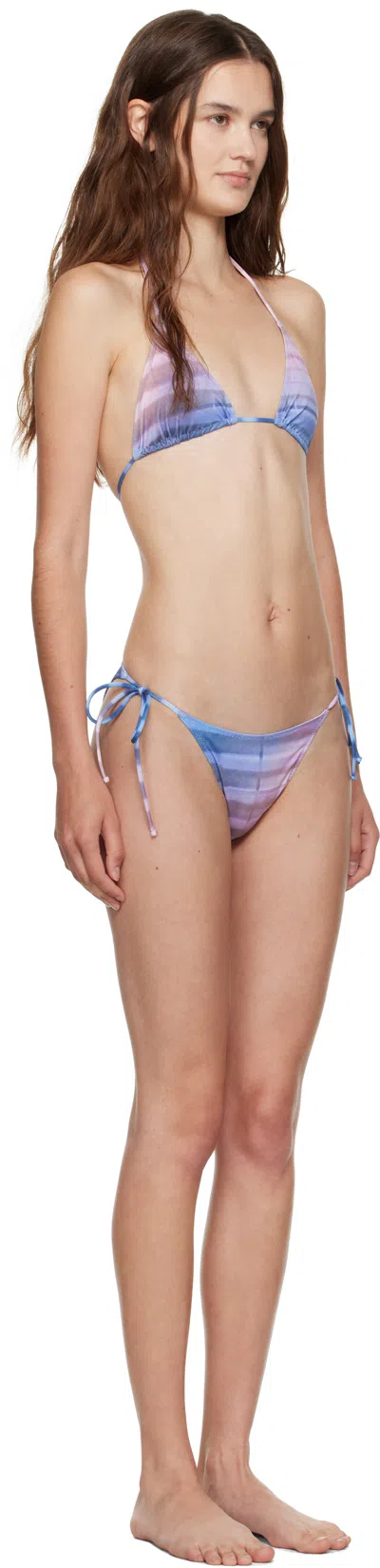 Jean Paul Gaultier Blue & Pink Body Printed Air Bikini