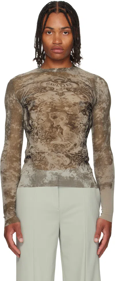 Jean Paul Gaultier Beige 'the Médaillon' Top In Gray