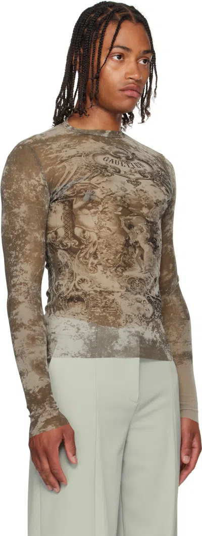 Jean Paul Gaultier Beige 'the Médaillon' Top In Gray