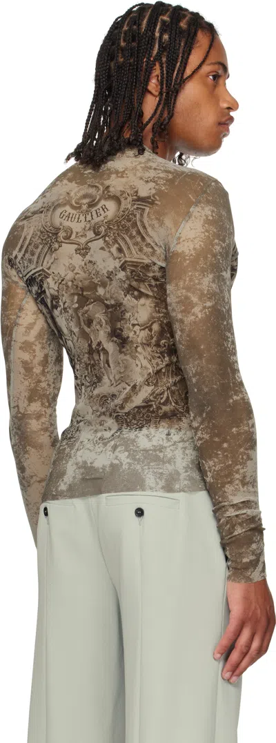 Jean Paul Gaultier Beige 'the Médaillon' Top In Gray