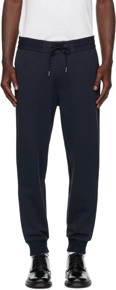 Hugo Boss Navy Drawstring Jersey Cotton Sweatpants In Blue