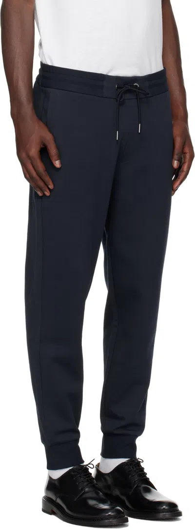 Hugo Boss Navy Drawstring Jersey Cotton Sweatpants In Blue