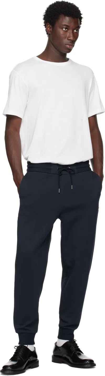 Hugo Boss Navy Drawstring Jersey Cotton Sweatpants In Blue