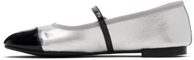 Repetto Cap-toe Ankle-strap Ballet Flats In Silver