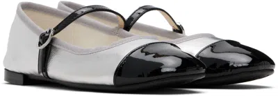 Repetto Cap-toe Ankle-strap Ballet Flats In Silver