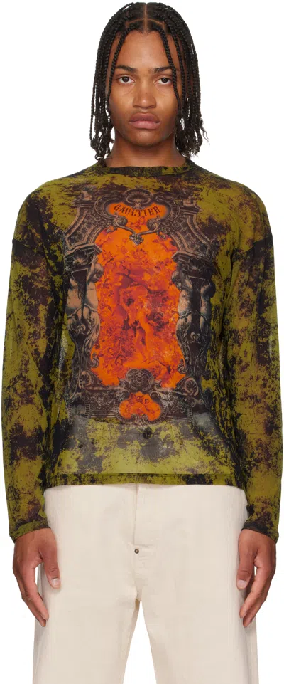 Jean Paul Gaultier Black & Khaki 'the Oversized Médaillon' Top In Multi