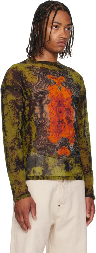 Jean Paul Gaultier Black & Khaki 'the Oversized Médaillon' Top In Multi