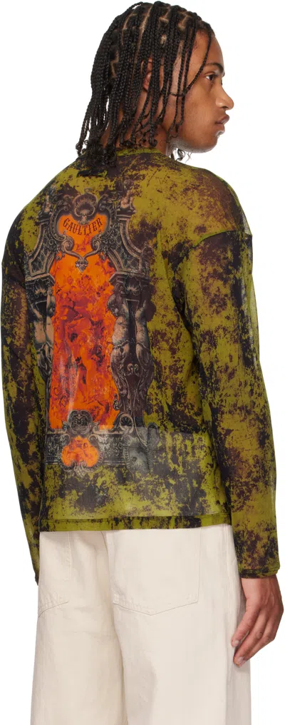 Jean Paul Gaultier Black & Khaki 'the Oversized Médaillon' Top In Multi