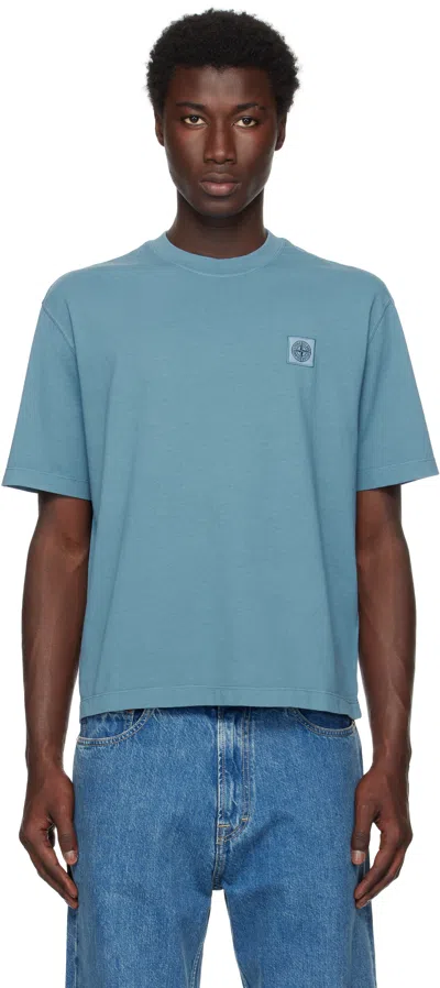 Stone Island Blue 2100237 Organic Cotton 'fissato' T-shirt In Blue