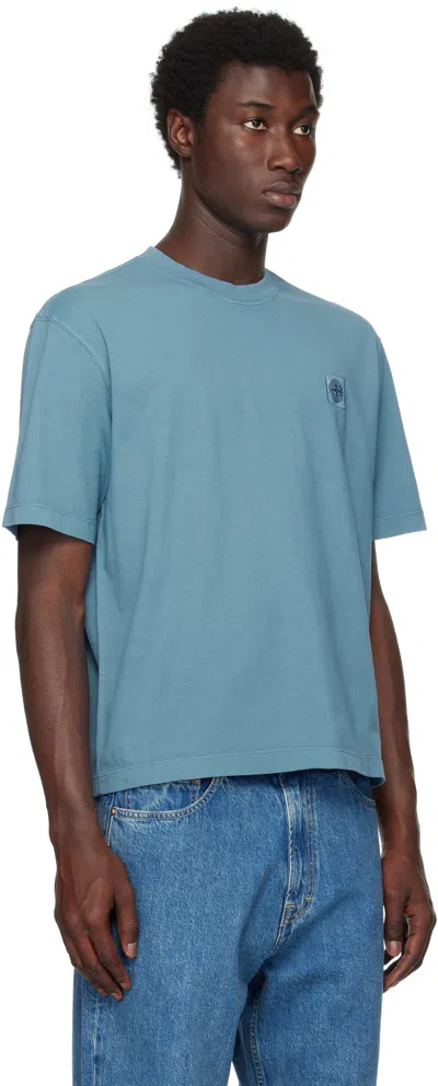 Stone Island Blue 2100237 Organic Cotton 'fissato' T-shirt In Blue