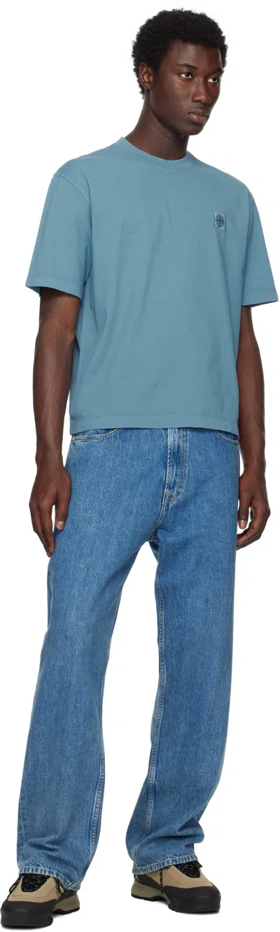 Stone Island Blue 2100237 Organic Cotton 'fissato' T-shirt In Blue