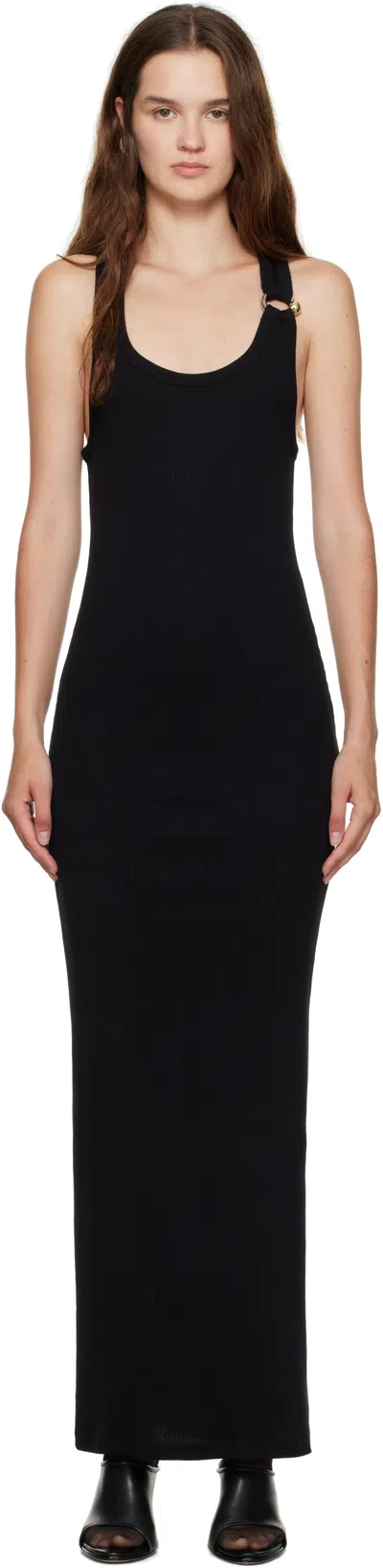 Jean Paul Gaultier Ribbed Dress With Overall Buckles In Black