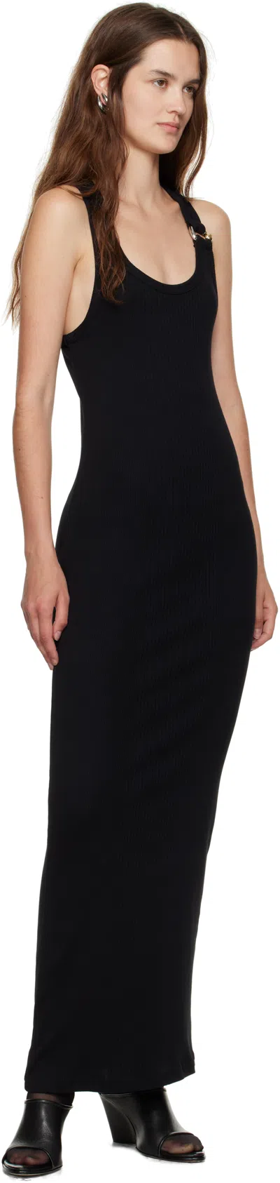 Jean Paul Gaultier Ribbed Dress With Overall Buckles In Black