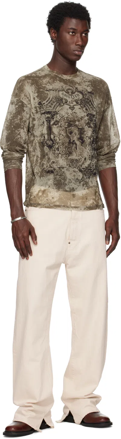 Jean Paul Gaultier Beige 'the Oversized Médallion' Top In Brown