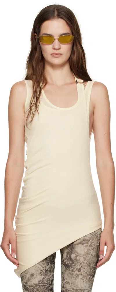 Jean Paul Gaultier Off-white Ribbed Twisted Double Layer Piercing Tank Top
