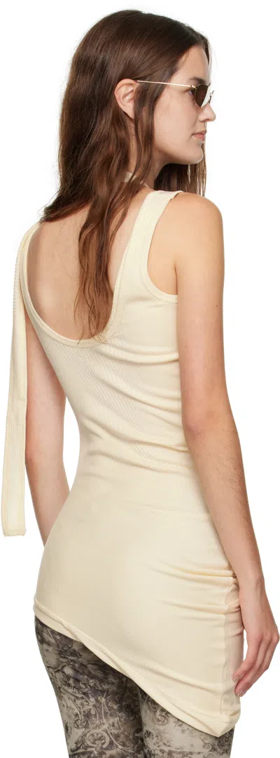 Jean Paul Gaultier Off-white Ribbed Twisted Double Layer Piercing Tank Top