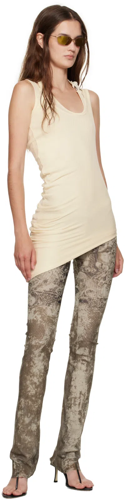 Jean Paul Gaultier Off-white Ribbed Twisted Double Layer Piercing Tank Top